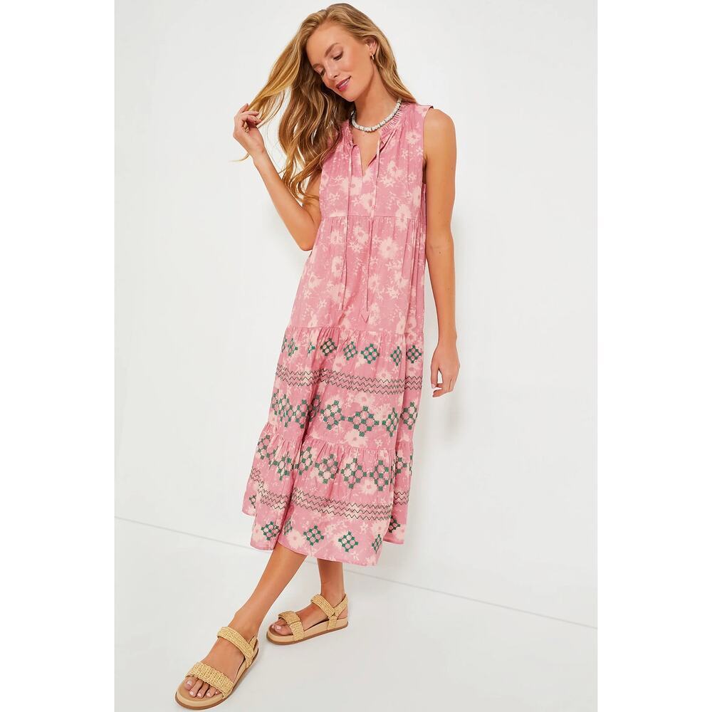 Tuckernuck Pink Printed Sleeveless Midi Dress